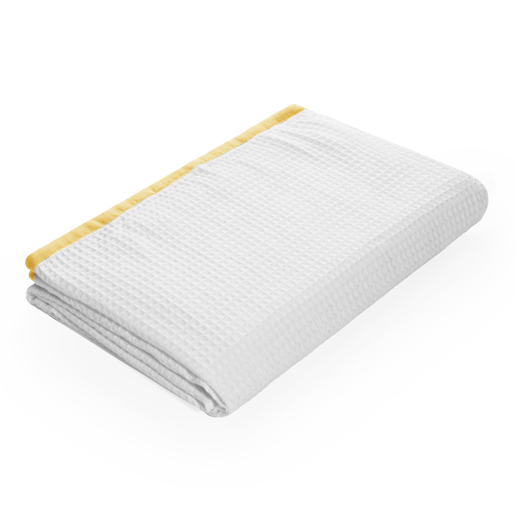 Eco Waffle 100 % Bamboo Waffle  with Linen Border Bath Towel (Set of 1)