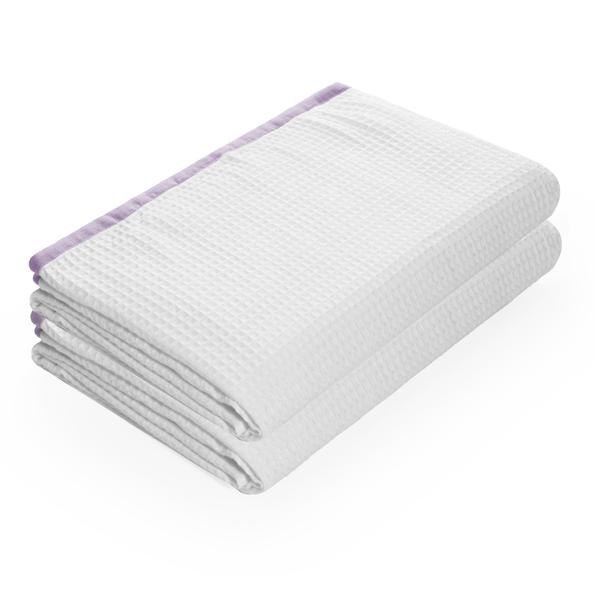 Eco Waffle 100 % Bamboo Waffle  with Linen Border Bath Towel (Set of 1)