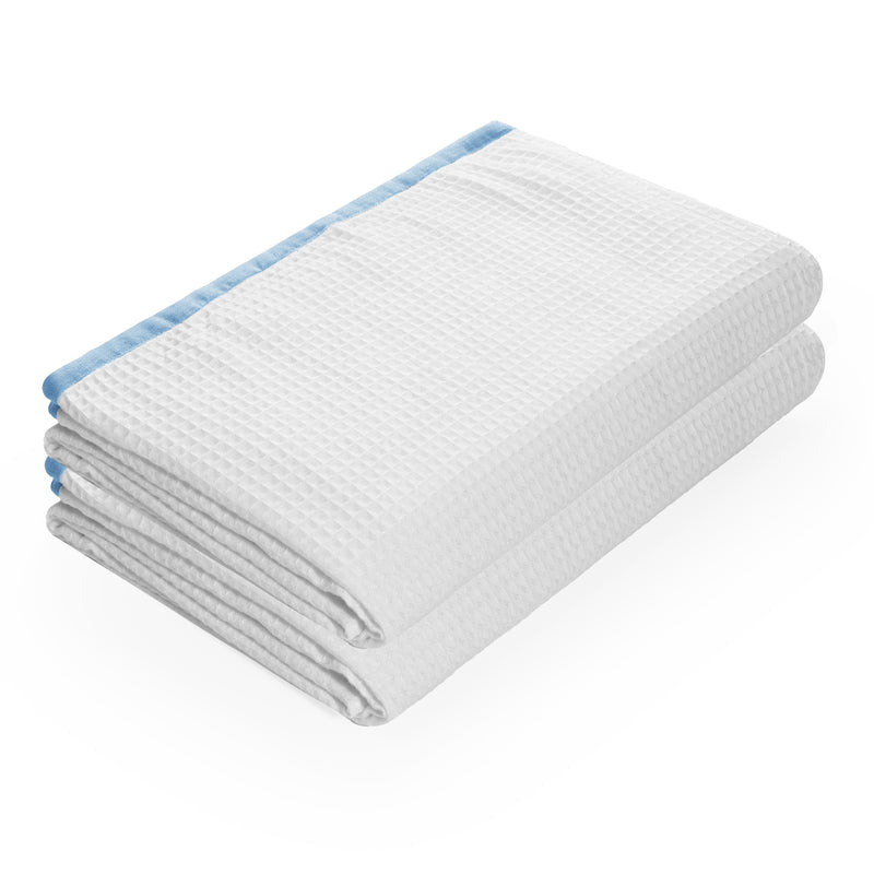 Eco Waffle 100 % Bamboo Waffle  with Linen Border Bath Towel (Set of 1)