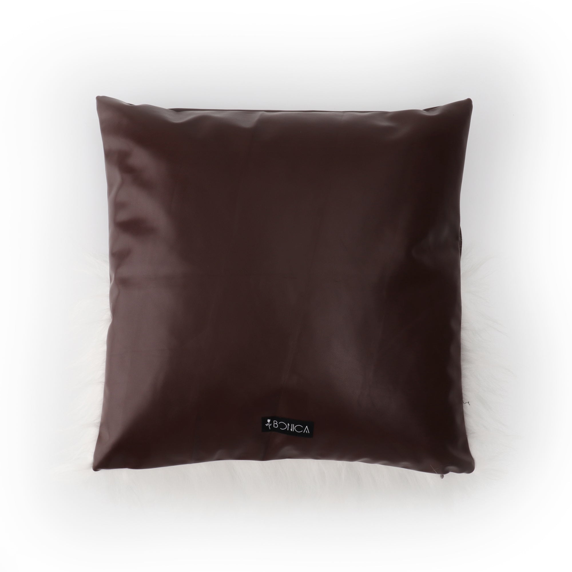 Luxury brown faux fur cushion cover for modern sofa and bed styling