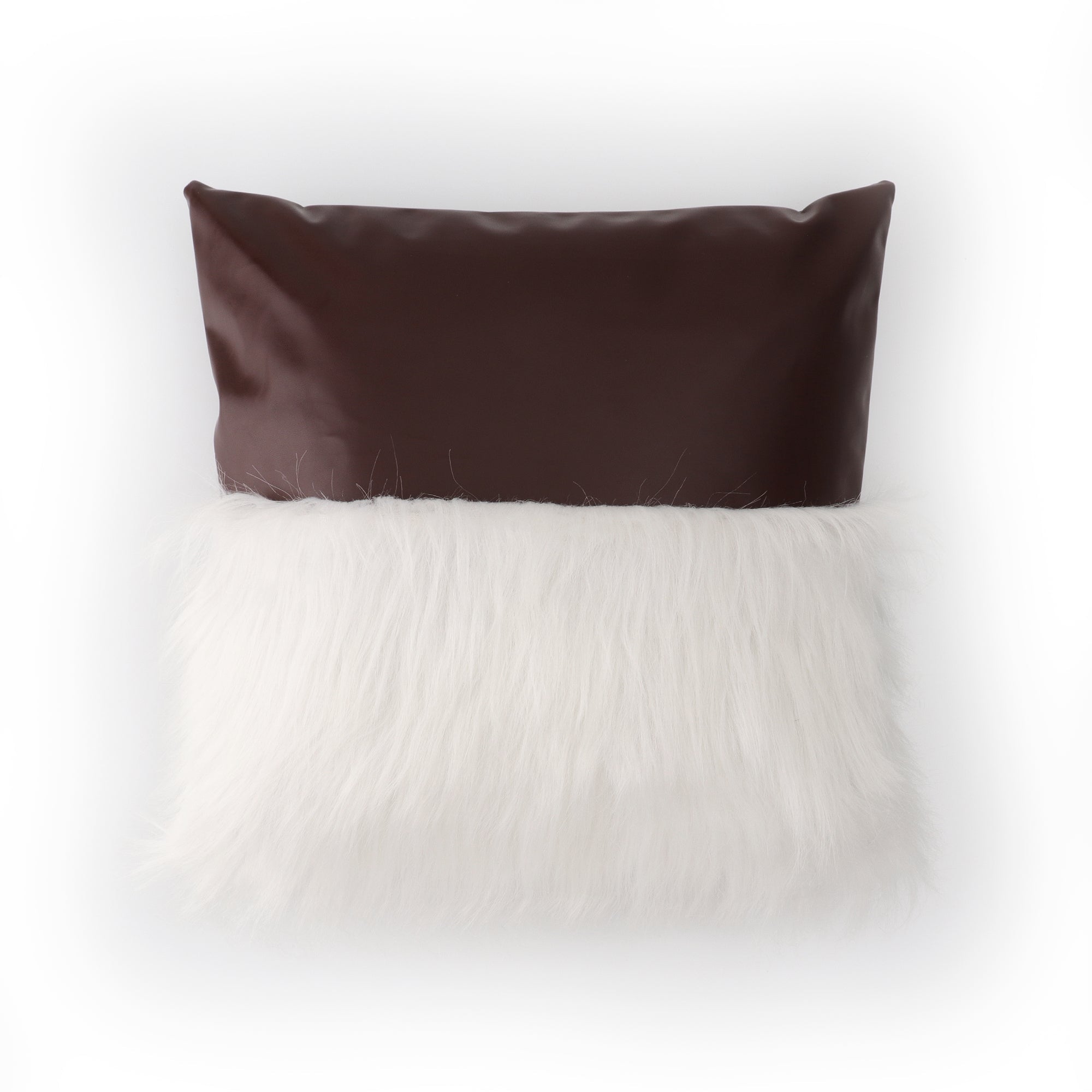 Brown faux fur and boucle cushion cover for contemporary home decor styling