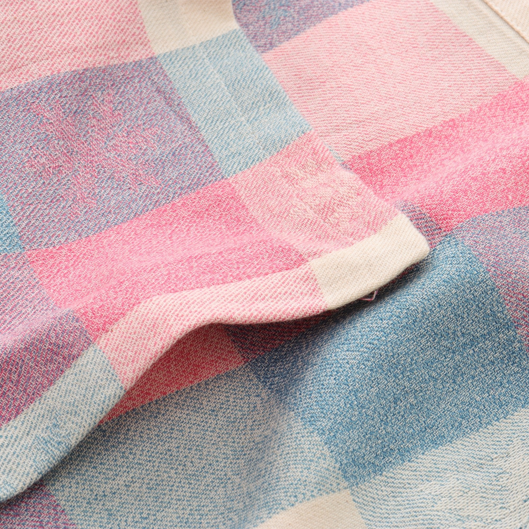 Contemporary pastel plaid tablecloth for minimalist dining room decor