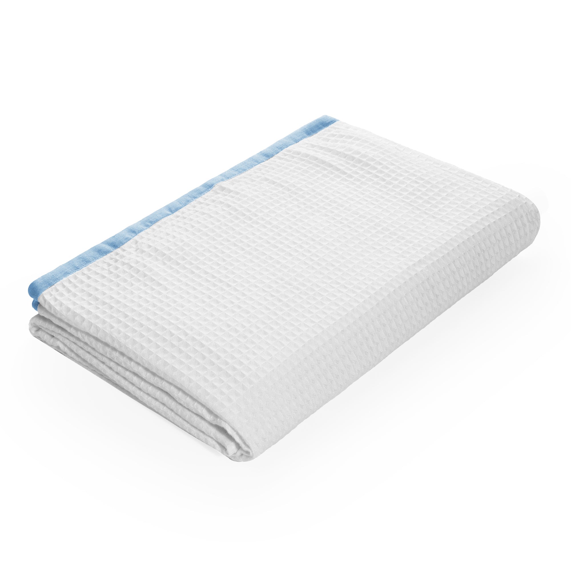 Dusky blue bamboo waffle bath towel with soft textured weave for modern bathrooms