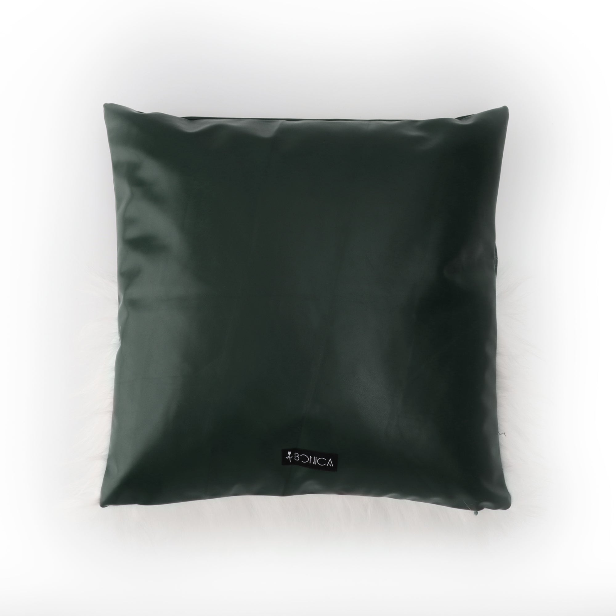 Luxury hunter green faux fur cushion cover for stylish sofa styling
