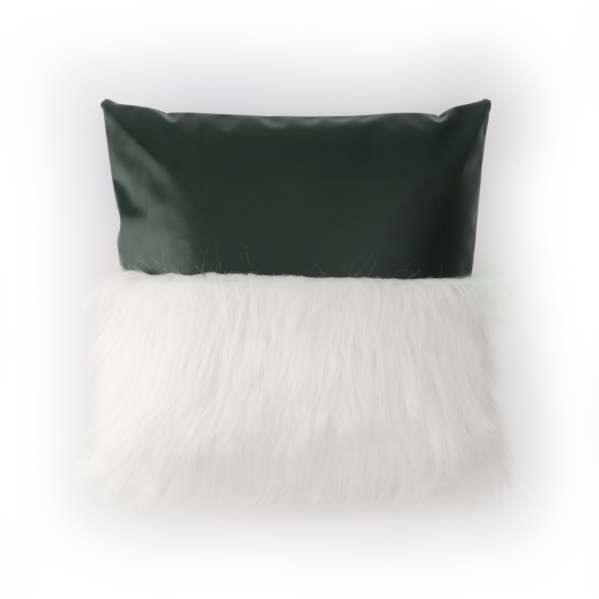 Hunter green faux fur and boucle cushion cover for modern living spaces