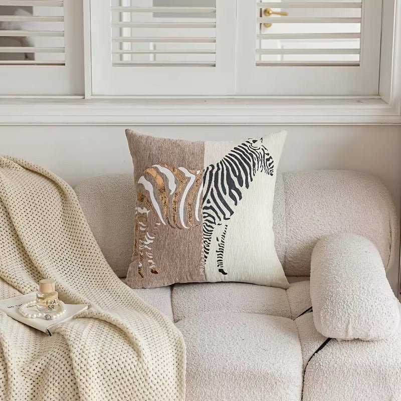 Modern khaki cushion cover with elegant contemporary styling for living spaces