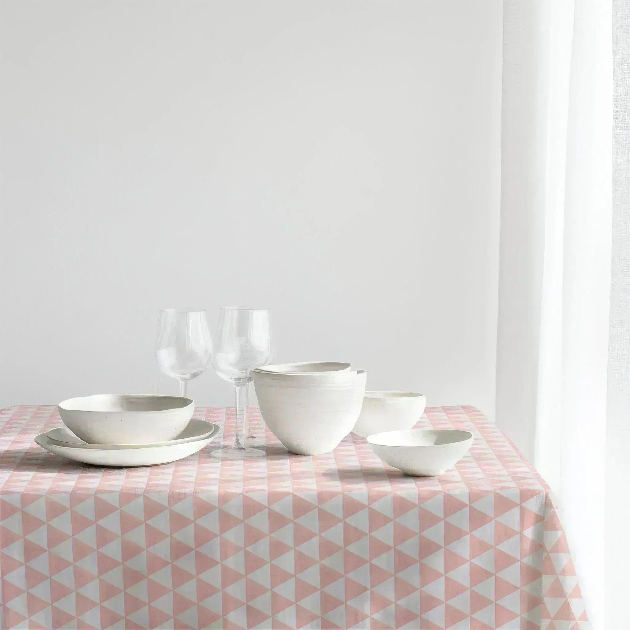 Modern pastel plaid tablecloth with soft multicolor tones for contemporary homes