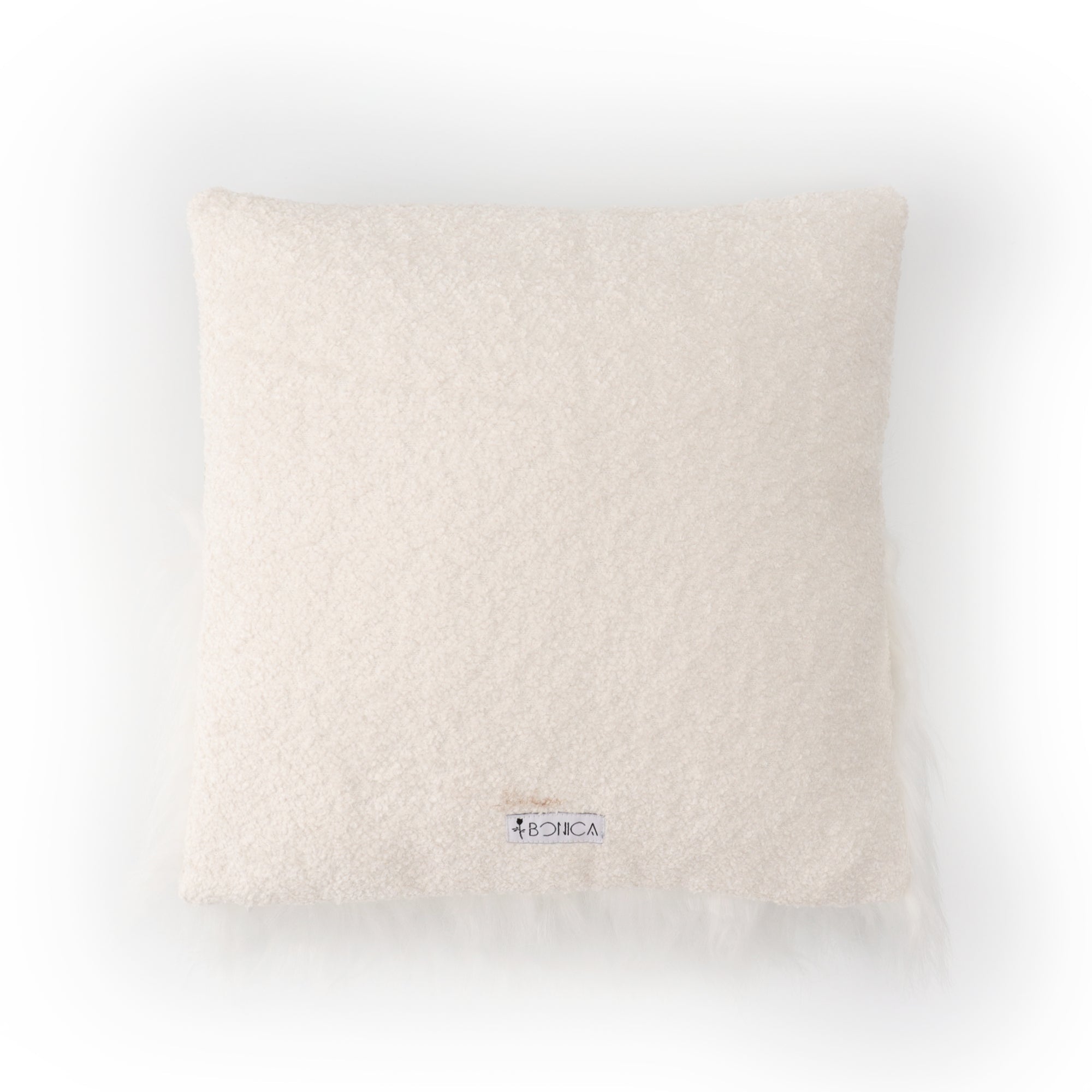 White boucle textured cushion cover designed for modern living spaces