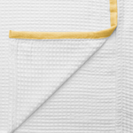 Eco Waffle 100 % Bamboo Waffle  with Linen Border Bath Towel (Set of 1)