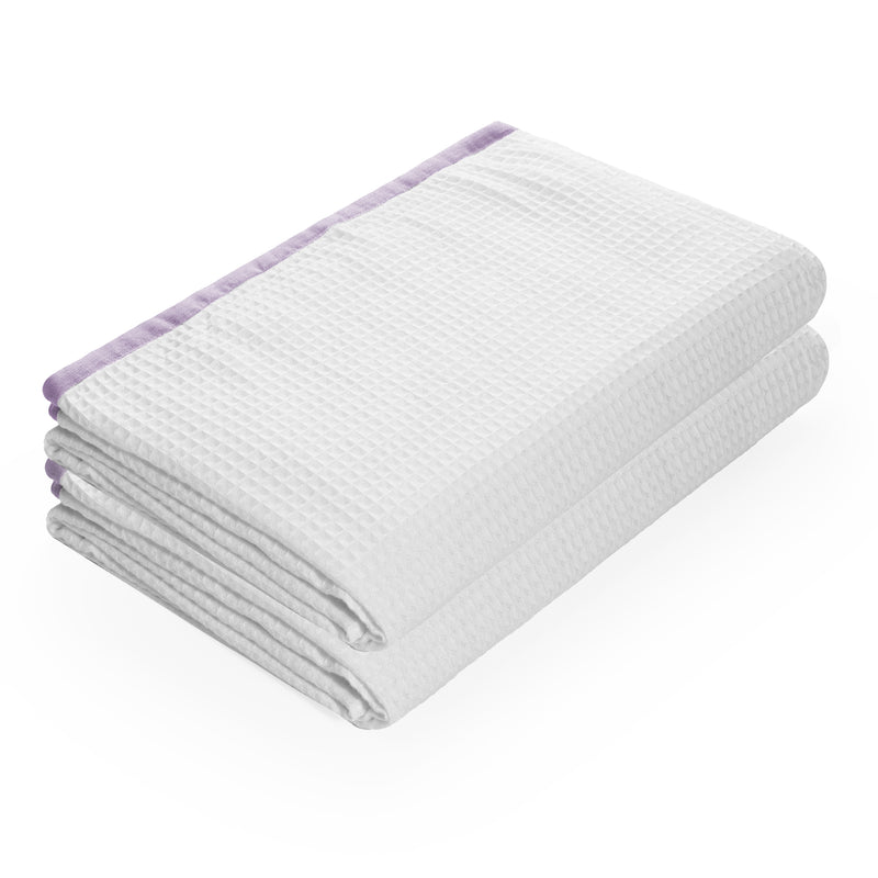 Eco Waffle 100 % Bamboo Waffle  with Linen Border Bath Towel
