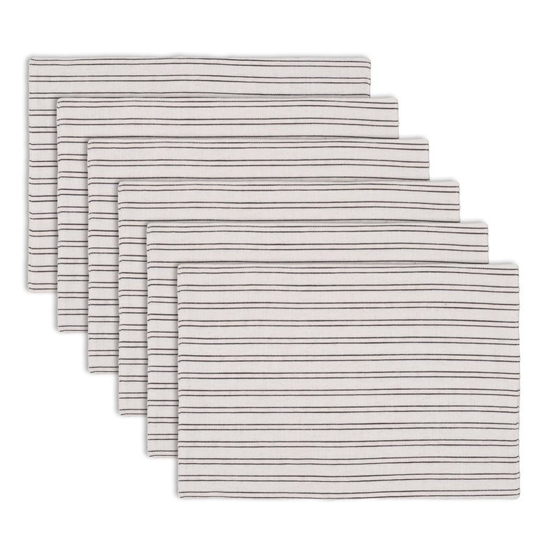 Monostripe Reversible 100% Cotton Table Placemats (Set of 6)