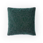 Bottle green festive velvet cushion cover with elegant embroidery and sequined detailing