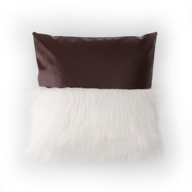 Brown faux fur and boucle cushion cover for contemporary home decor styling