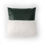 Hunter green faux fur and boucle cushion cover for modern living spaces