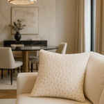 Elegant ivory decorative cushion cover with gold foil heart detailing