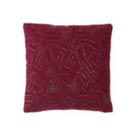 Maroon festive velvet cushion cover with elegant embroidery and sequined detailing