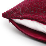 Maroon festive sequined velvet cushion cover for elegant sofa and bed styling