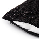 Modern black festive velvet cushion cover with premium embroidered detailing