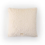 Modern ivory faux fur cushion cover with elegant heart accents