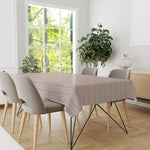 Modern striped table cover styled in a contemporary dining room setting