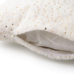 Modern white faux fur cushion cover with stylish heart detailing