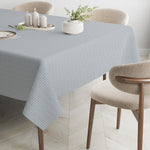 Elegant powder blue textured tablecloth for minimalist dining decor