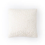 White faux fur cushion cover with elegant gold heart accents for modern homes