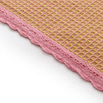 Dusky Rose Waffle Table Placemats with Lace Border (Set of 6) - Bonica