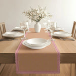 Dusky Rose Waffle Table Runner with Lace Border - Bonica