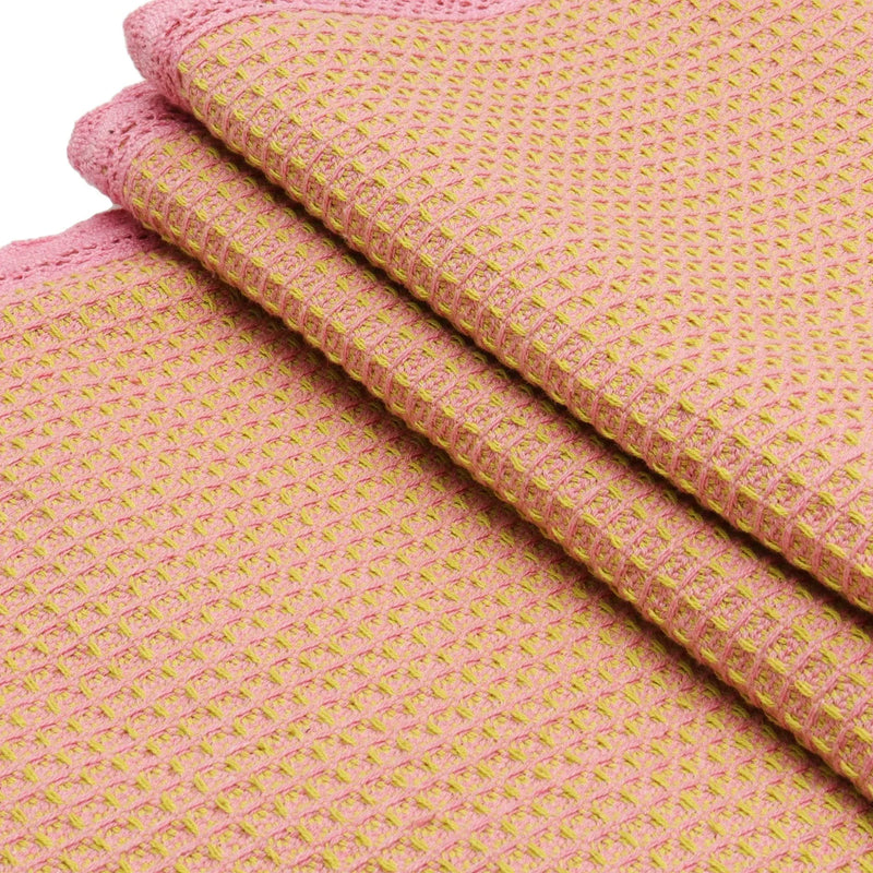 Dusky Rose Waffle Table Runner with Lace Border - Bonica